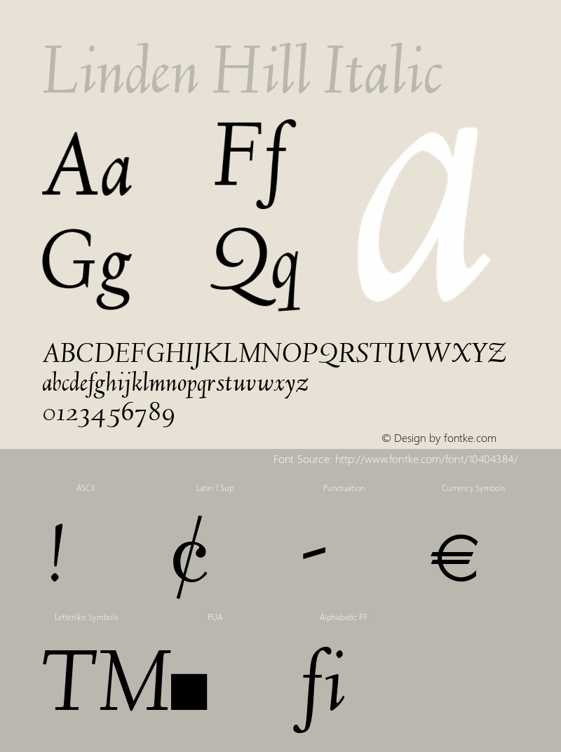 Linden Hill Italic Version 1.2 Font Sample