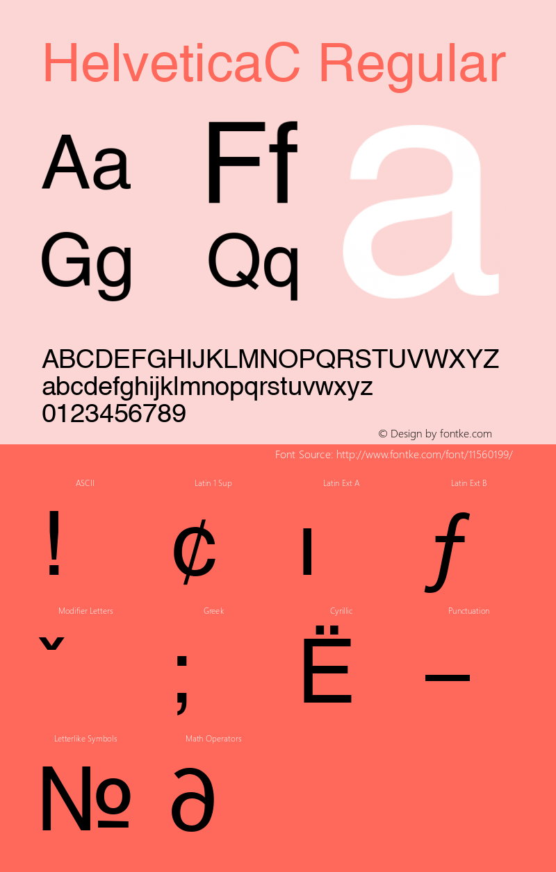 HelveticaC Regular Version 001.000 Font Sample