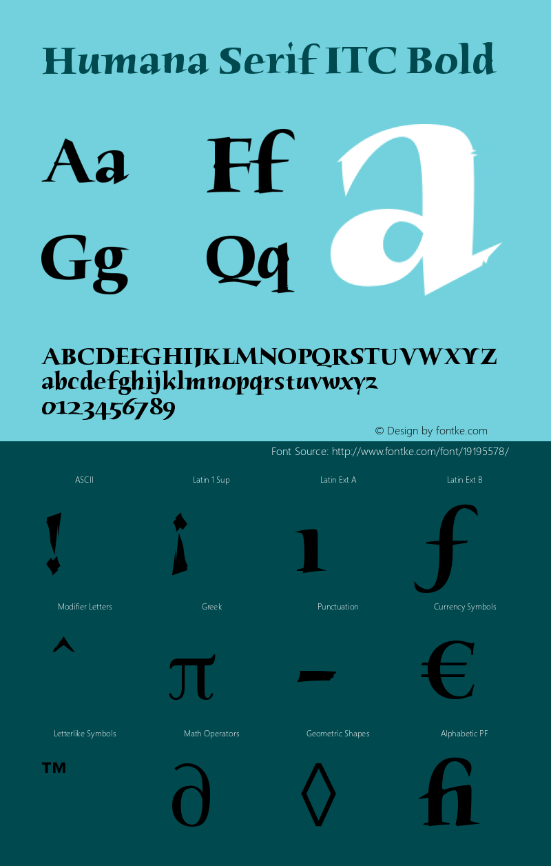 Humana Serif ITC Bold Version 005.000 Font Sample