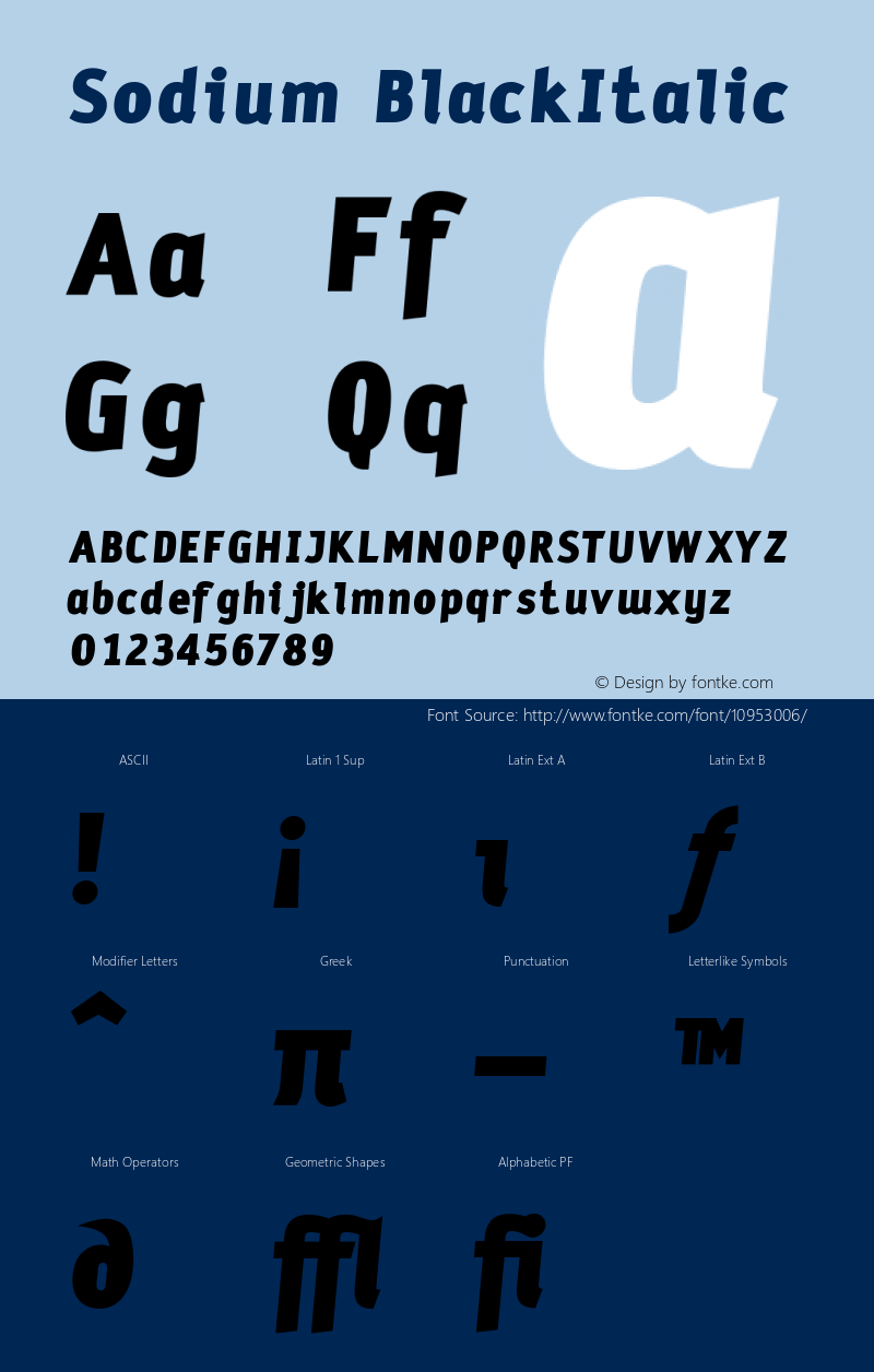 Sodium BlackItalic Version 001.000 Font Sample