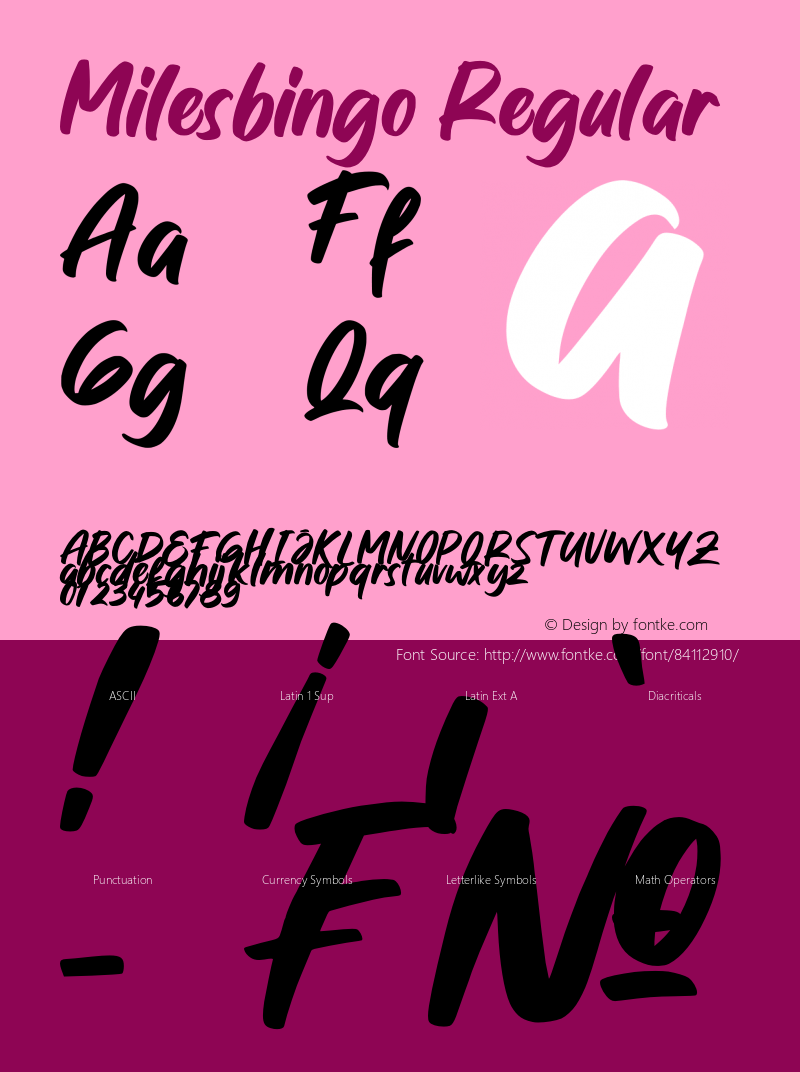 Milesbingo Version 1.00;October 10, 2020;FontCreator 13.0.0.2681 64-bit Font Sample