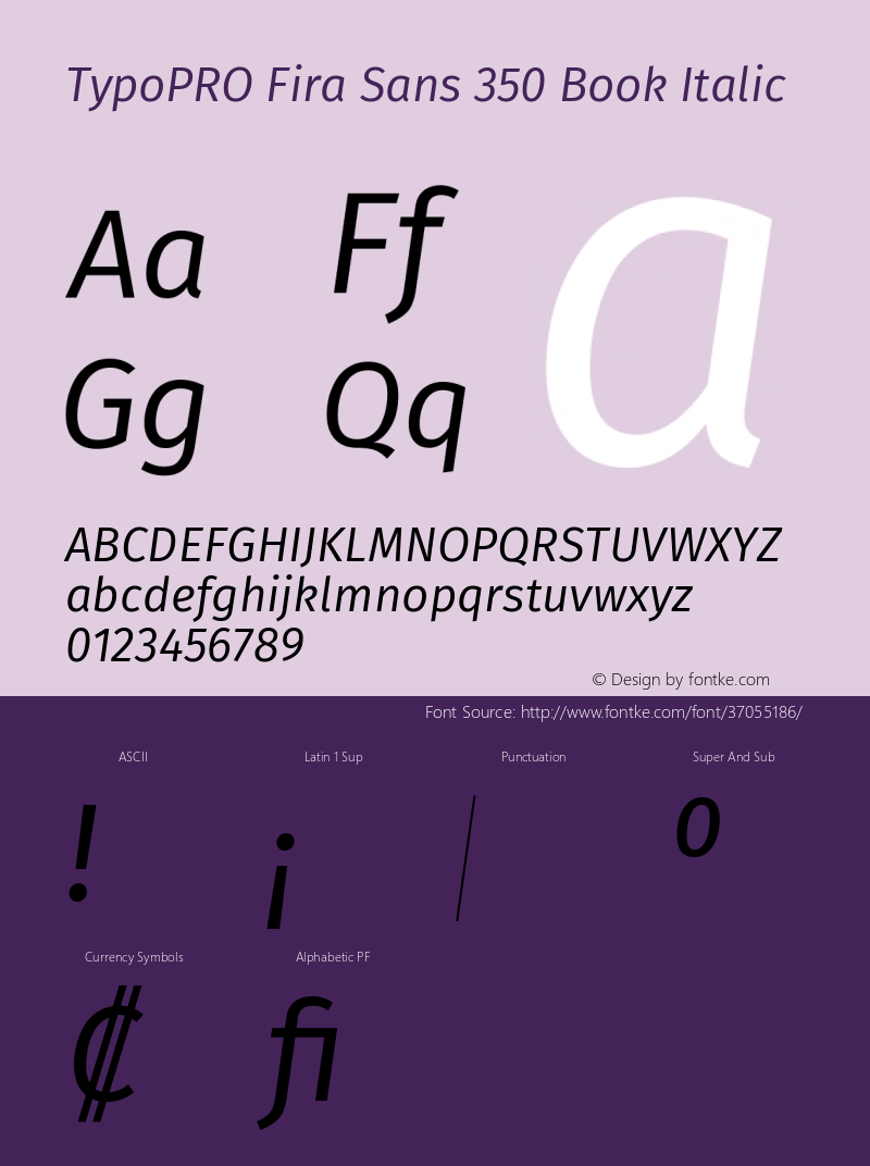 TypoPRO Fira Sans Book Italic Version 4.301;PS 004.301;hotconv 1.0.88;makeotf.lib2.5.64775 Font Sample