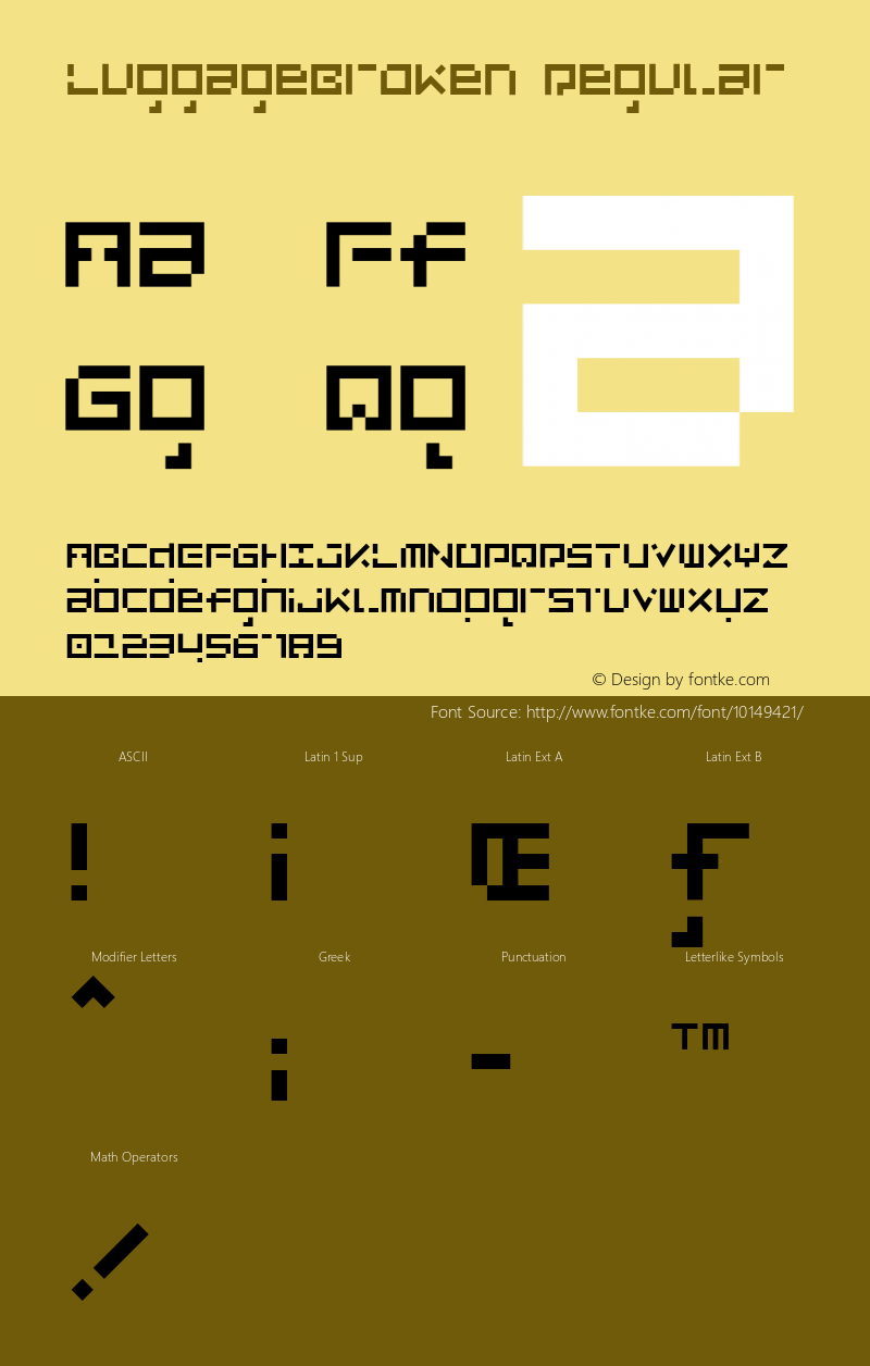 LuggageBroken Regular Version 001.000 Font Sample