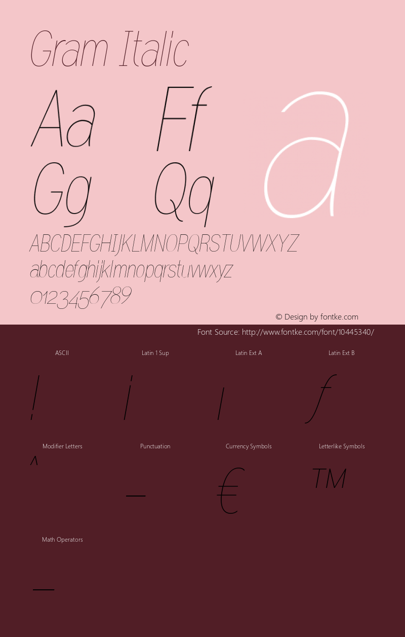 Gram Italic Version 1.000 Font Sample