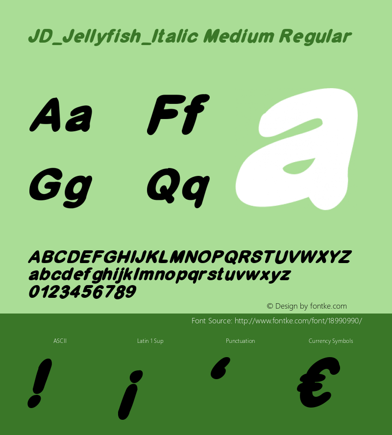 JD_Jellyfish_Italic Medium Regular Version 1.000 Font Sample