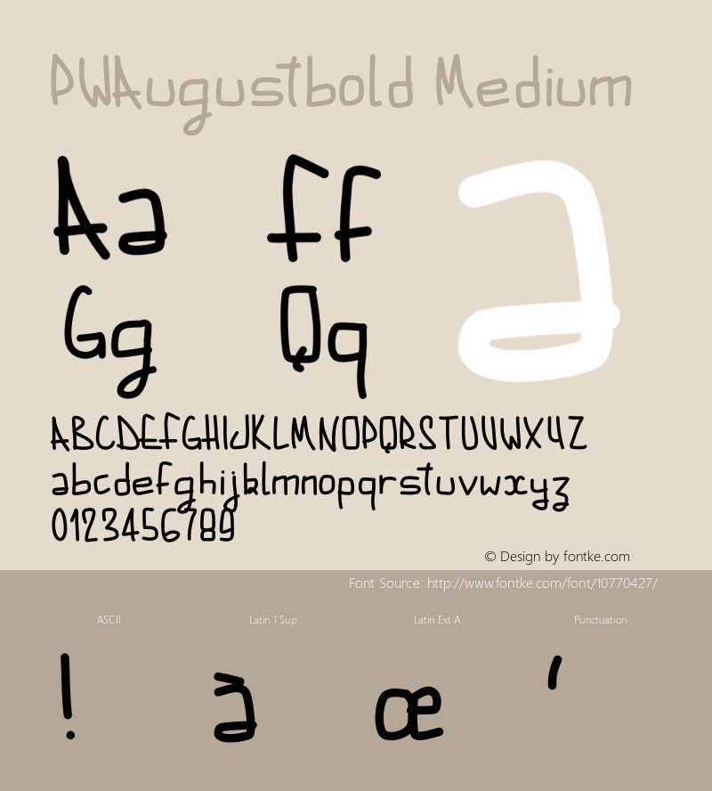 PWAugustbold Medium Version 001.000 Font Sample