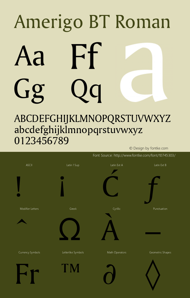 Amerigo BT Roman mfgpctt-v1.47 Monday, December 7, 1992 11:26:45 am (EST) Font Sample