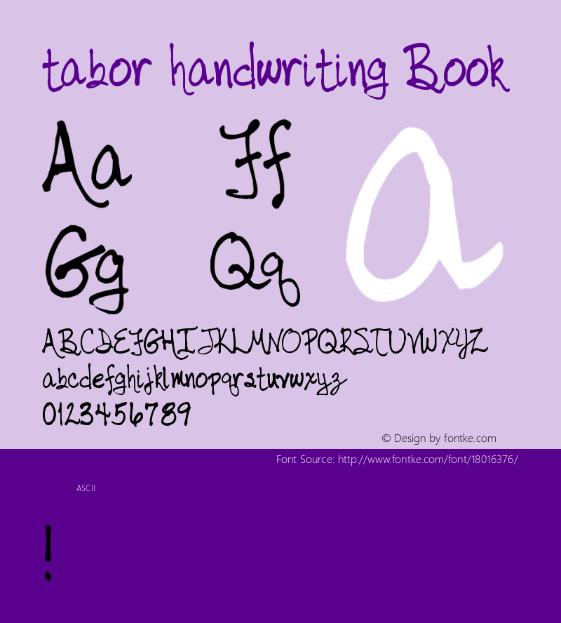 tabor handwriting Book Version 1.00 February 25, 20 Font Sample