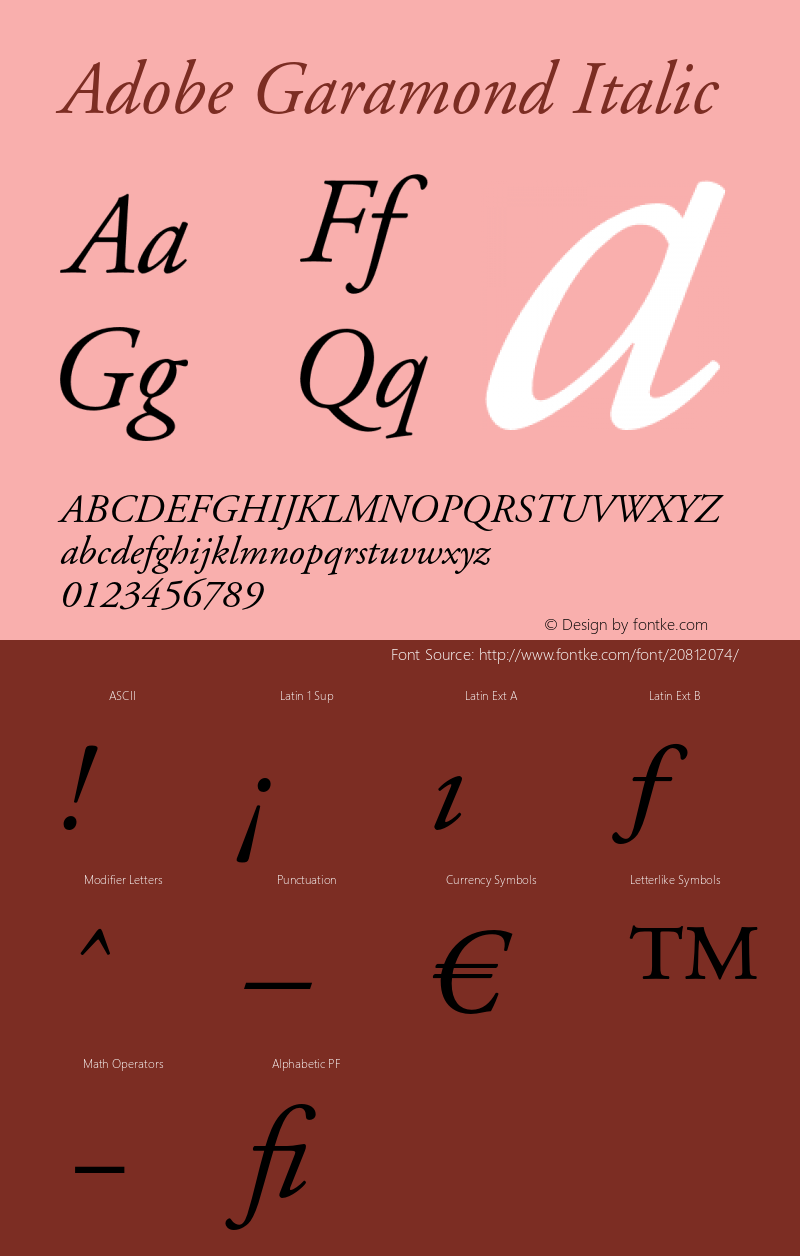 AGaramond-Italic 001.003 Font Sample