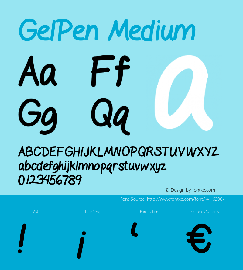GelPen Medium Version 001.000 Font Sample