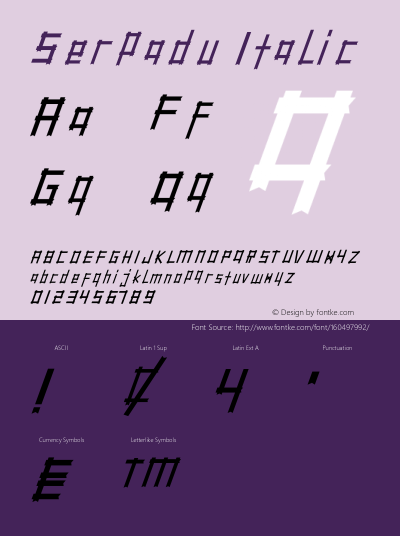 Serpadu Italic Version 1.012;Fontself Maker 3.5.4 Font Sample