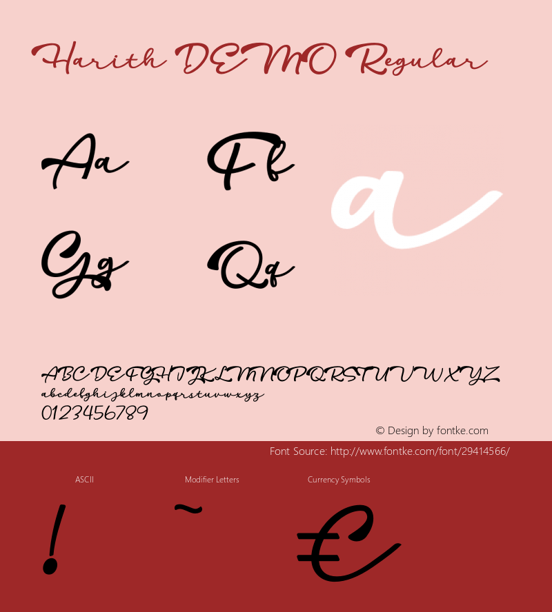 HarithDEMO Version 1.000 Font Sample