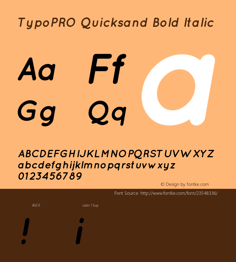 TypoPRO Quicksand-BoldItalic 1.002 Font Sample