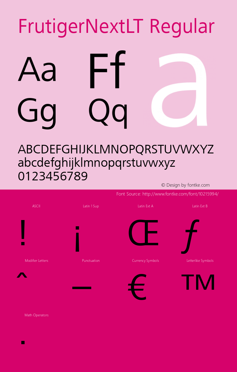 FrutigerNextLT Regular Version 1.00 Font Sample