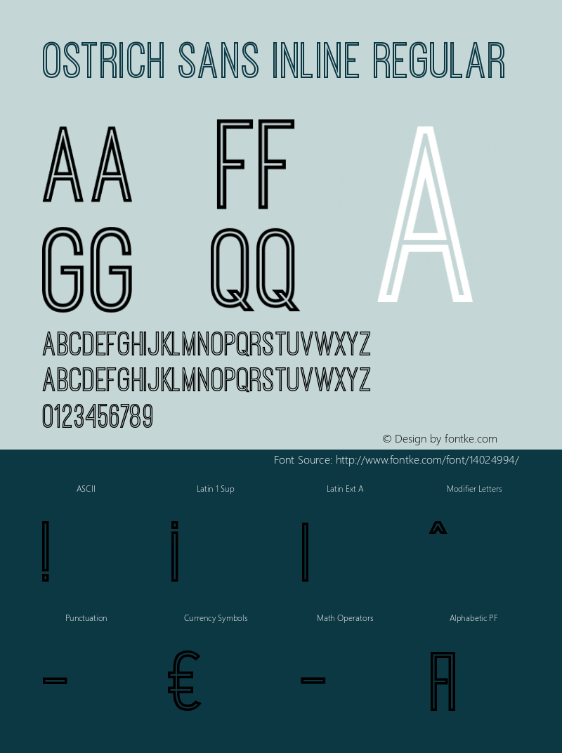 Ostrich Sans Inline Regular Version 1.002 Font Sample