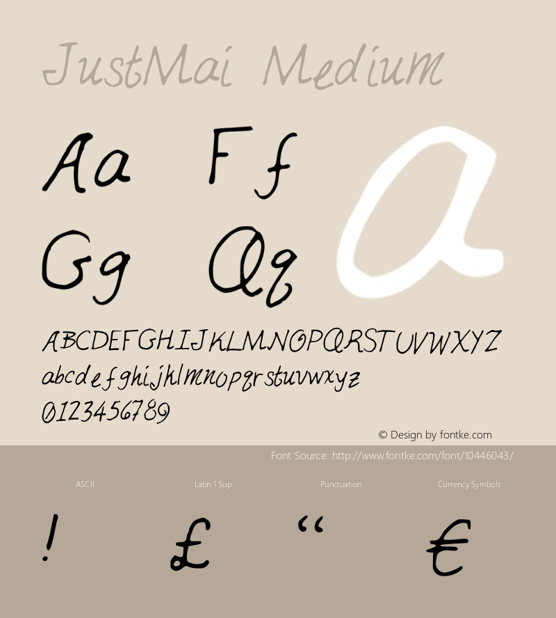 JustMai Medium Version 001.000 Font Sample