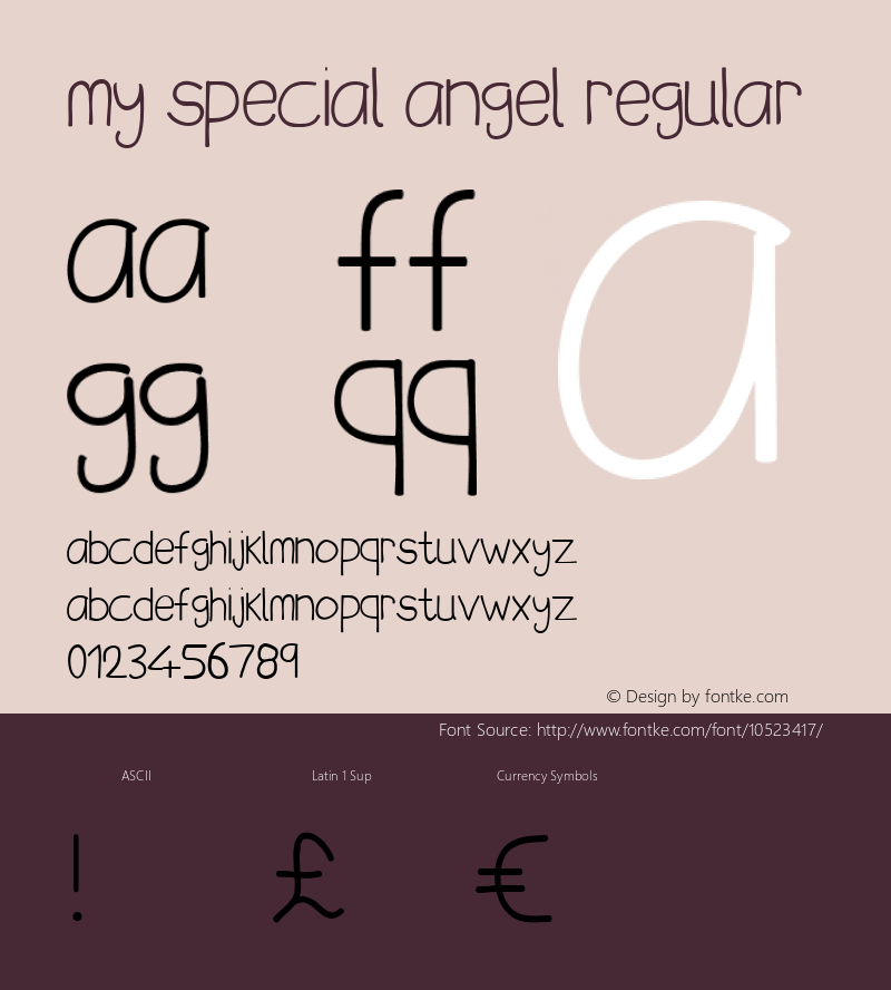 my special angel Regular Version 001.000 Font Sample