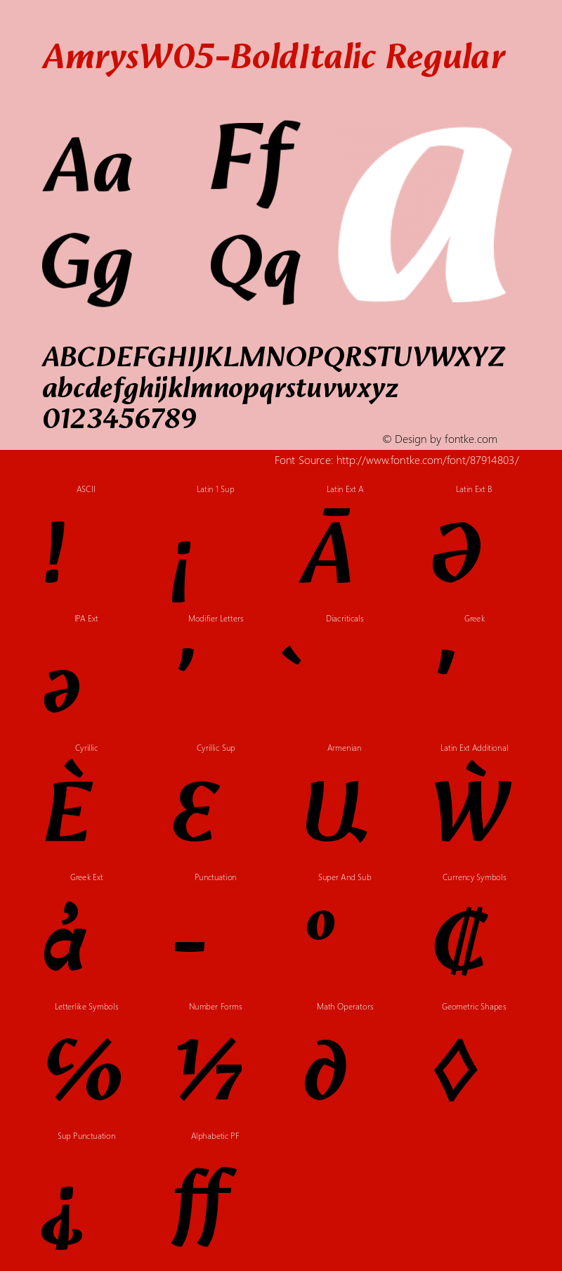 Amrys W05 Bold Italic Version 1.00 Font Sample