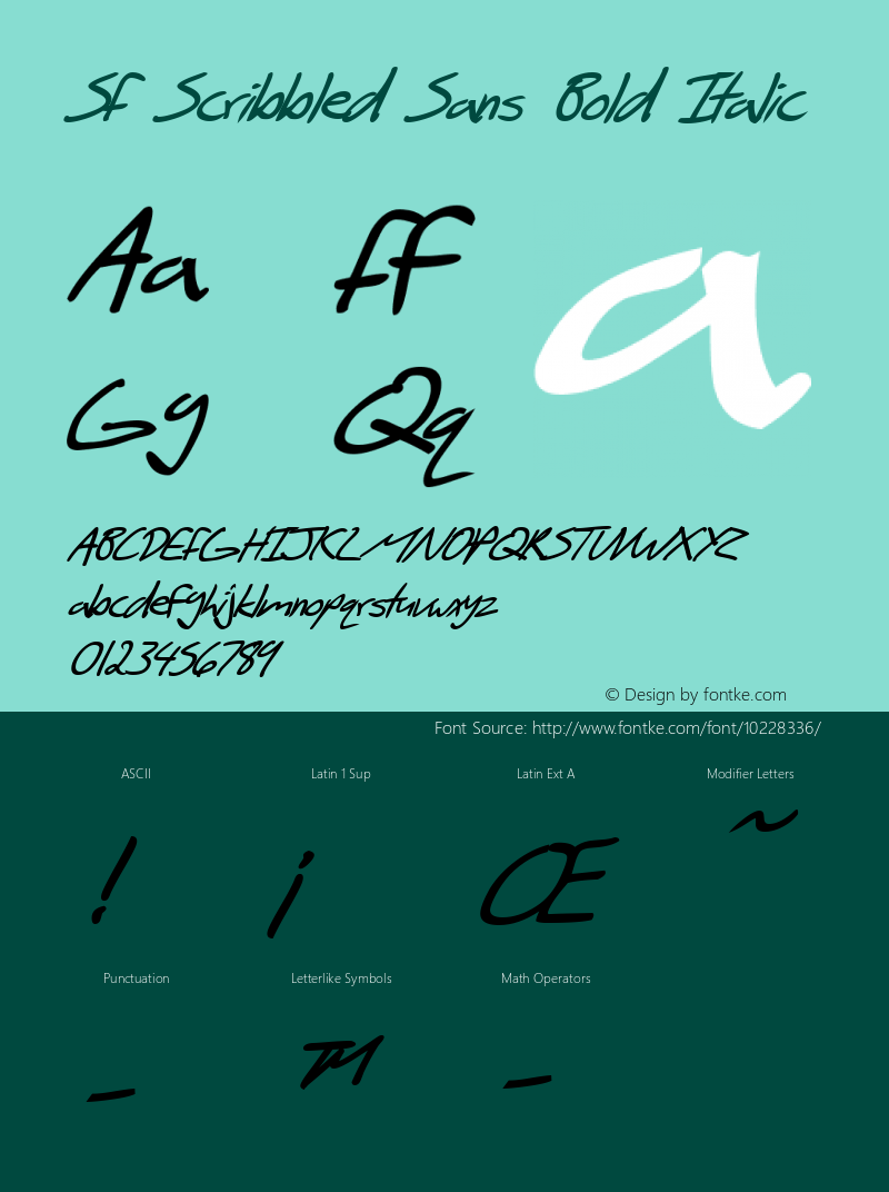 SF Scribbled Sans Bold Italic v1.0 - Freeware Font Sample