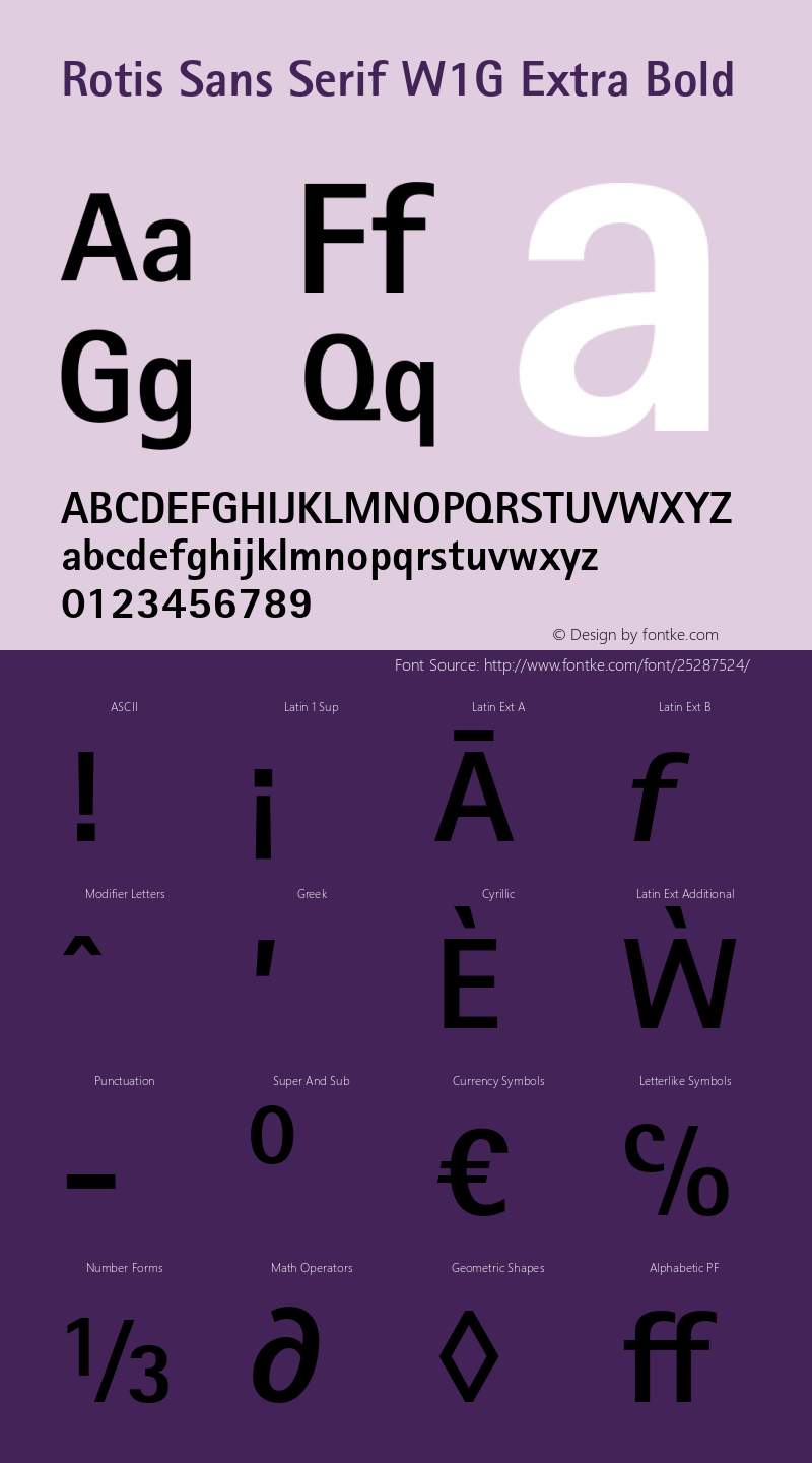 RotisSansSerifW1G-XBold Version 1.000 Font Sample