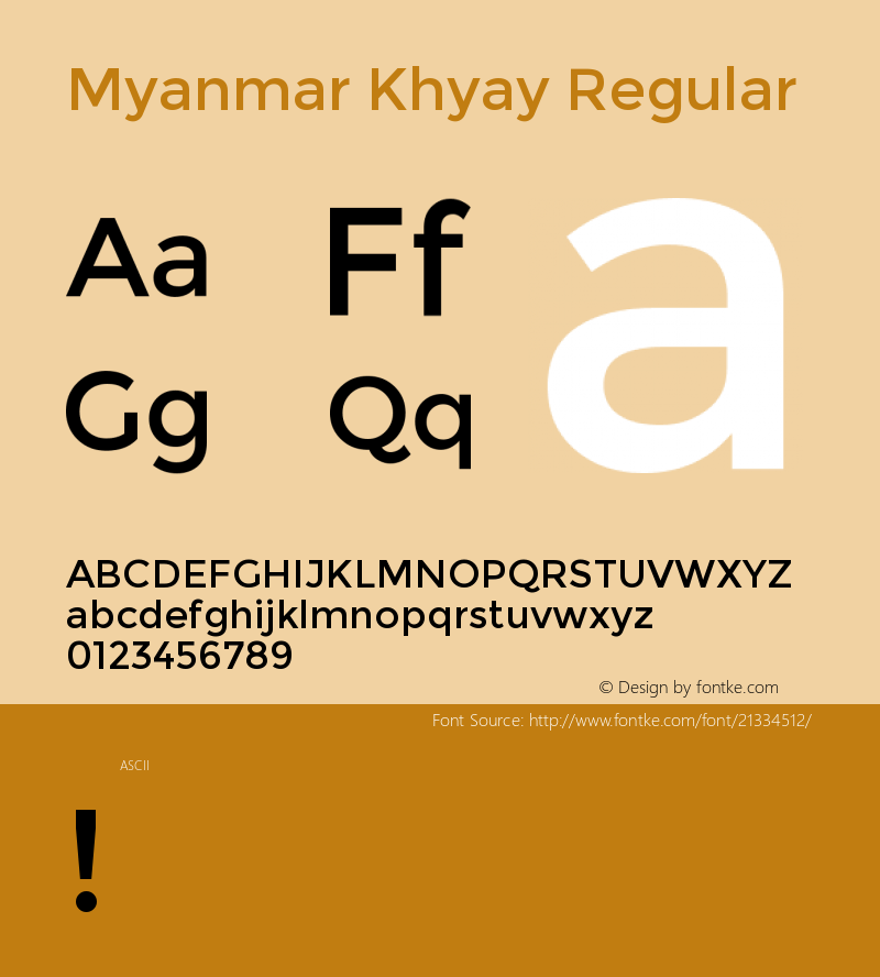 MyanmarKhyay Version 1.0 Font Sample