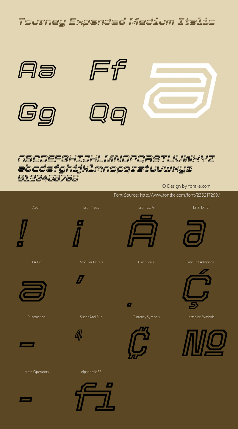 Tourney Expanded Medium Italic Version 1.015图片样张