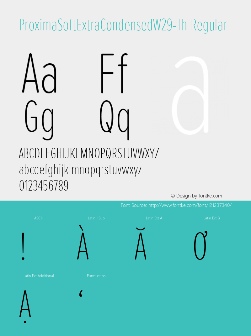 Proxima SoftExtraCondensedW29Th Version 1.20 Font Sample