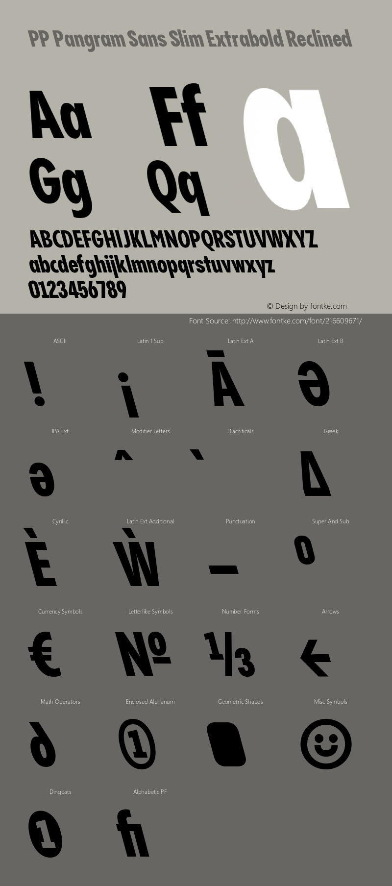 PP Pangram Sans Slim Extrabold Reclined Version 2.000 | FøM Fix图片样张