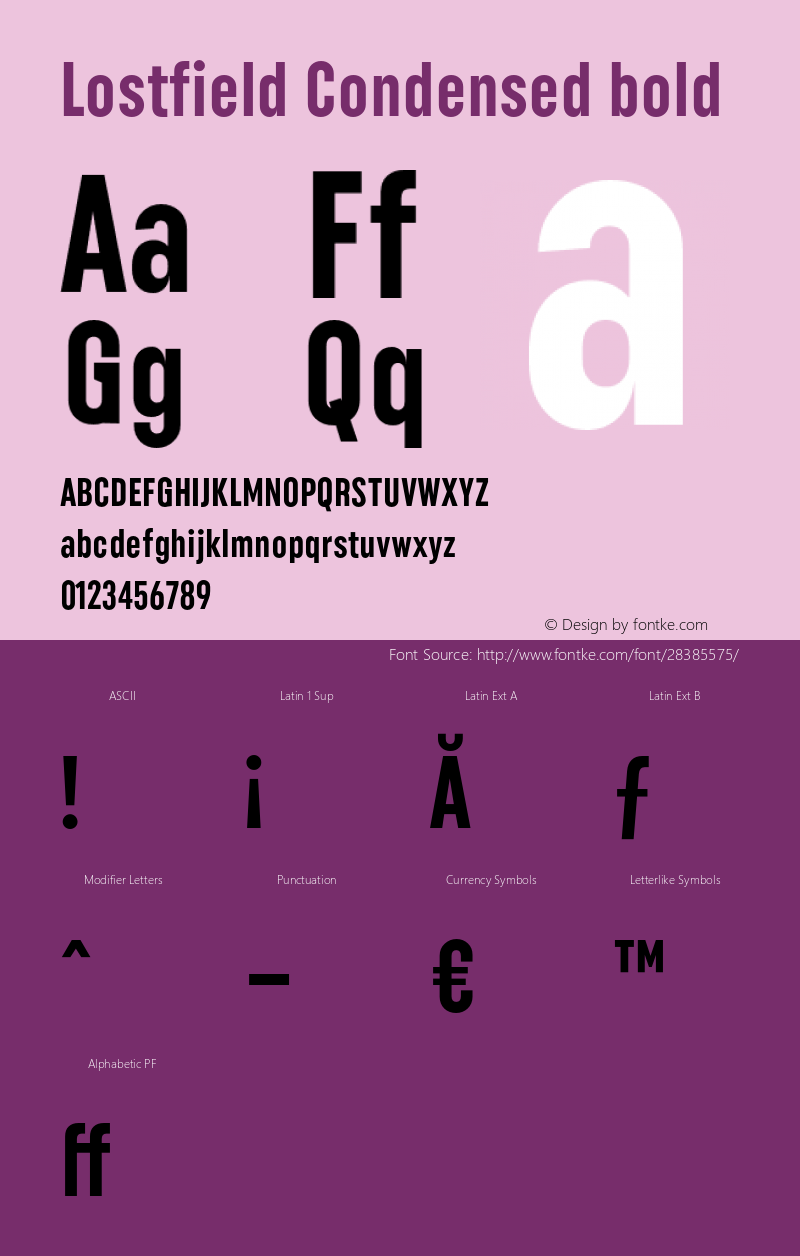 Lostfield Condensed bold  Font Sample