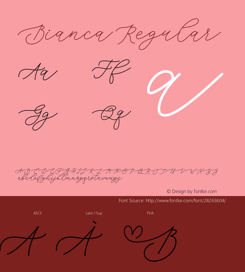 Bianca Version 1.00;January 2, 2019;FontCreator 11.5.0.2430 64-bit Font Sample