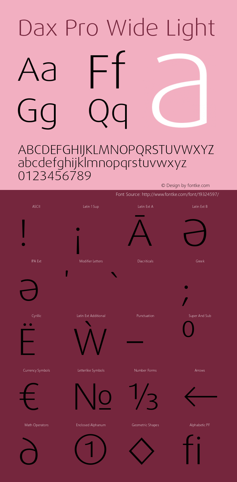 DaxPro-WideLight Version 7.504; 2006 Font Sample