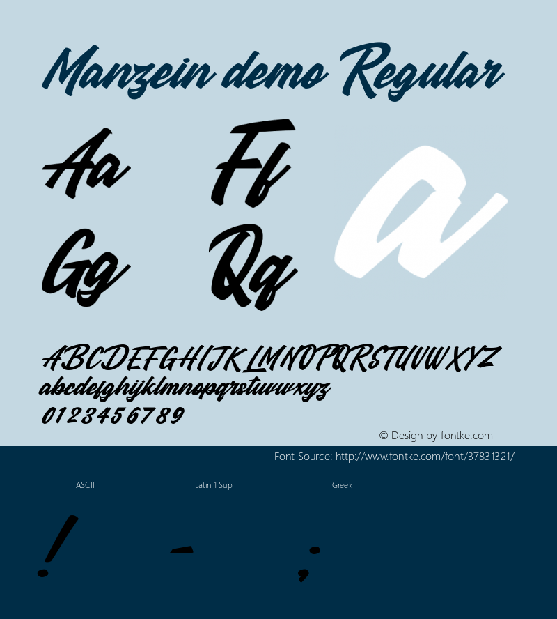 Manzein demo Version 1.00;August 23, 2019;FontCreator 11.5.0.2430 64-bit Font Sample