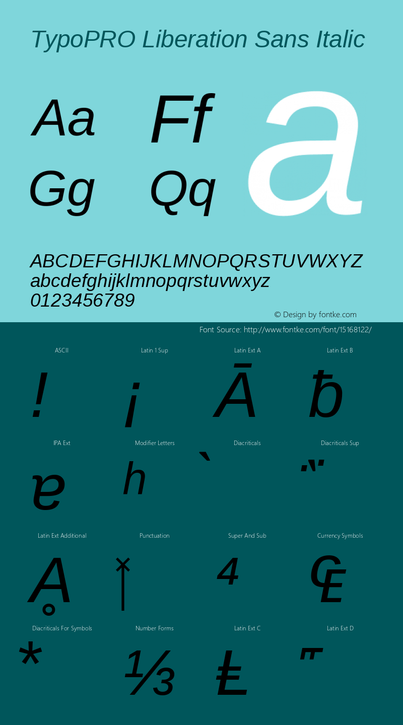 TypoPRO Liberation Sans Italic Version 2.00.1 Font Sample