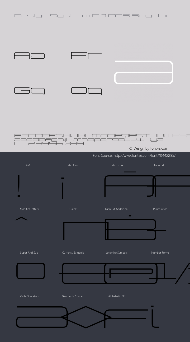 Design System E 100R Regular Version 1.000 Font Sample