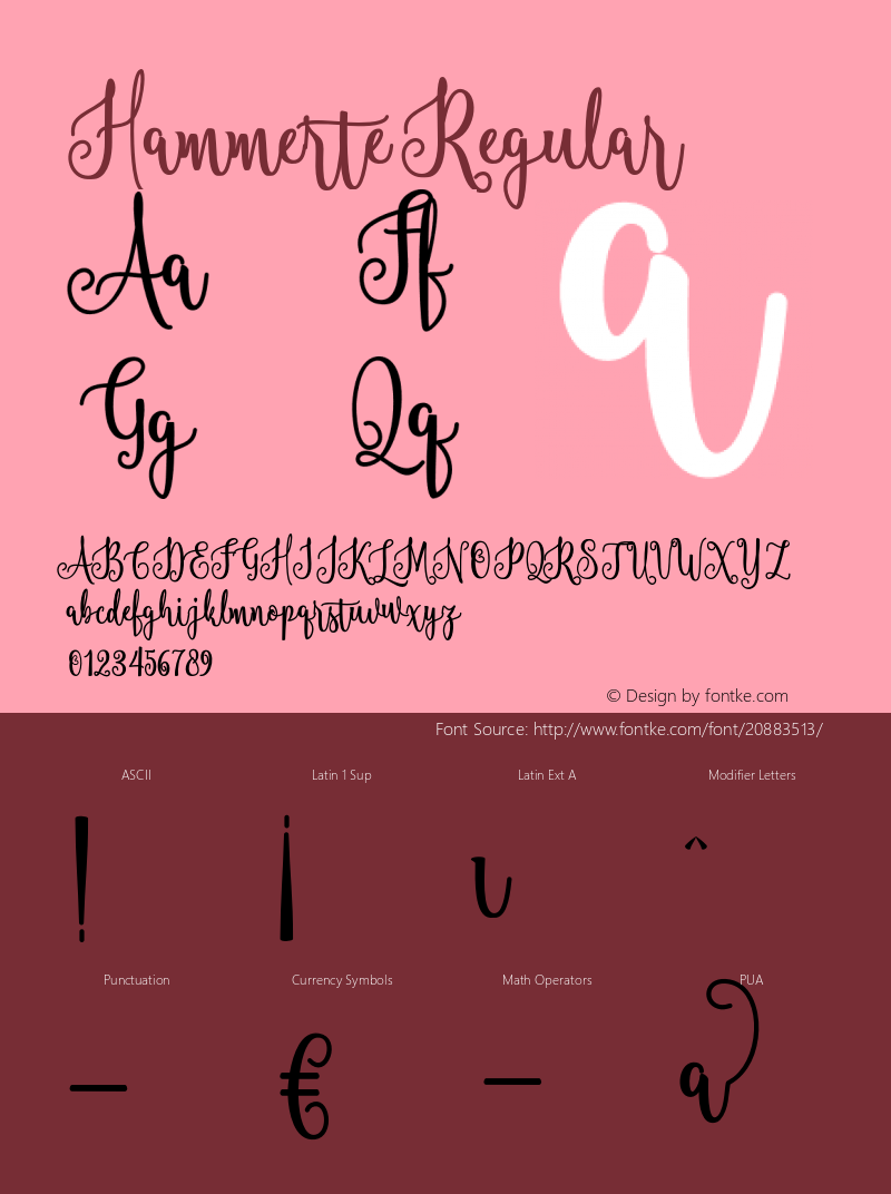 Hammerte Version 1.000 Font Sample