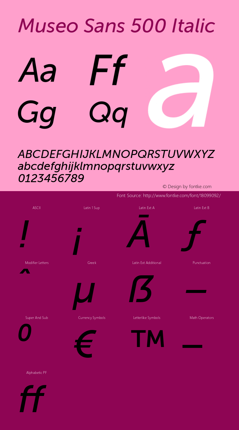 Museo Sans 500 Italic 1.000 Font Sample