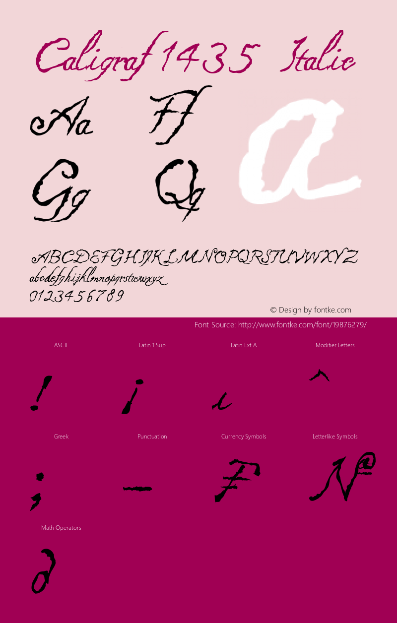 Caligraf 1435 Italic Version 1.00 October 28, 2015, initial release Font Sample