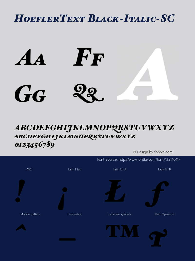 HoeflerText Black-Italic-SC Version 001.000 Font Sample