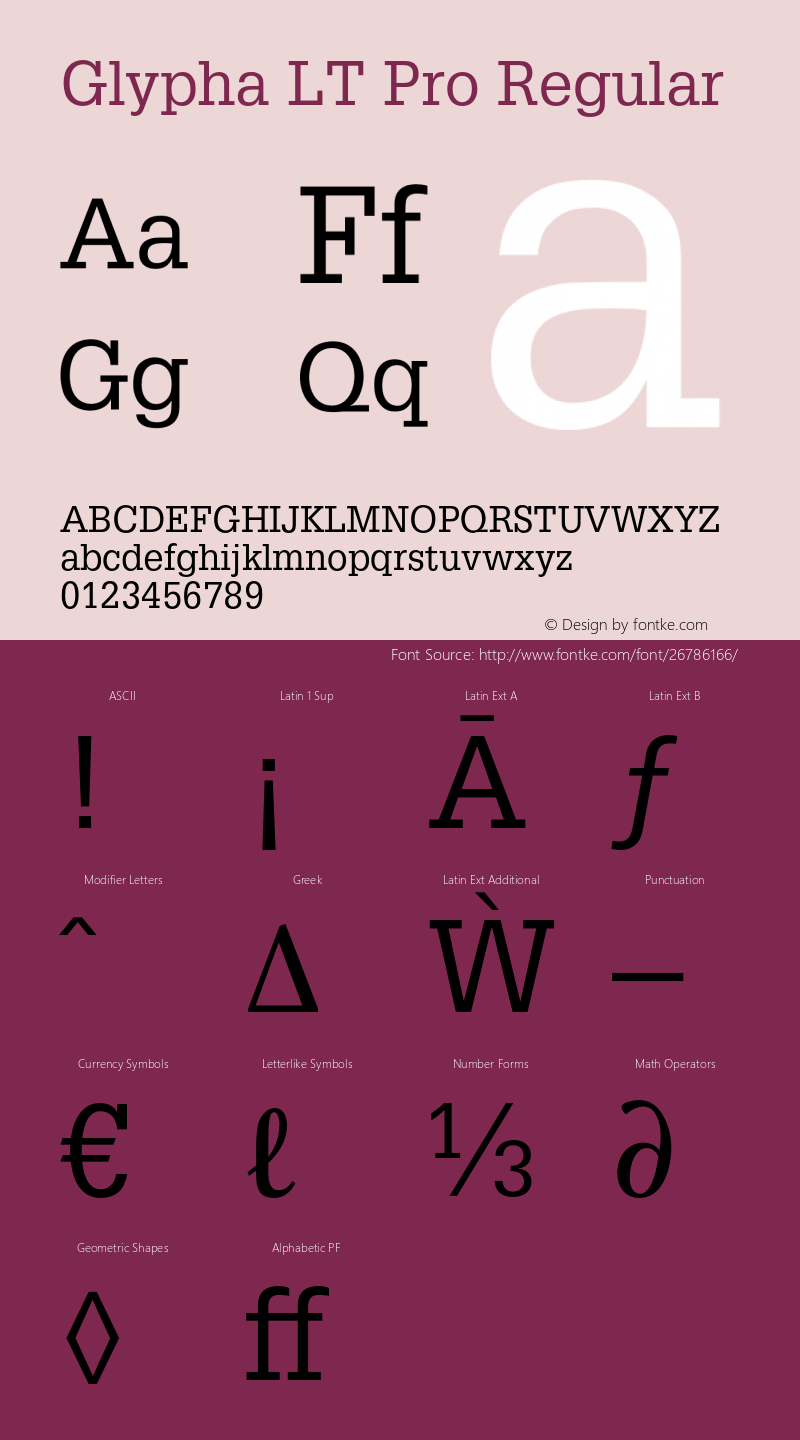 GlyphaLTPro-Roman Version 2.000 Build 1000 Font Sample