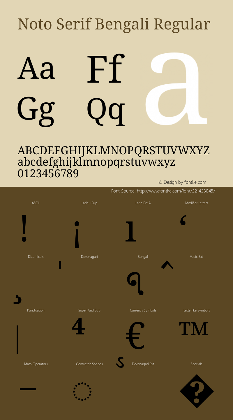 Noto Serif Bengali Regular Version 2.001图片样张