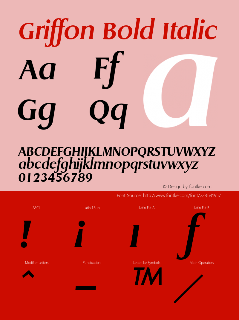 Griffon Bold Italic Altsys Metamorphosis:12/19/95 Font Sample