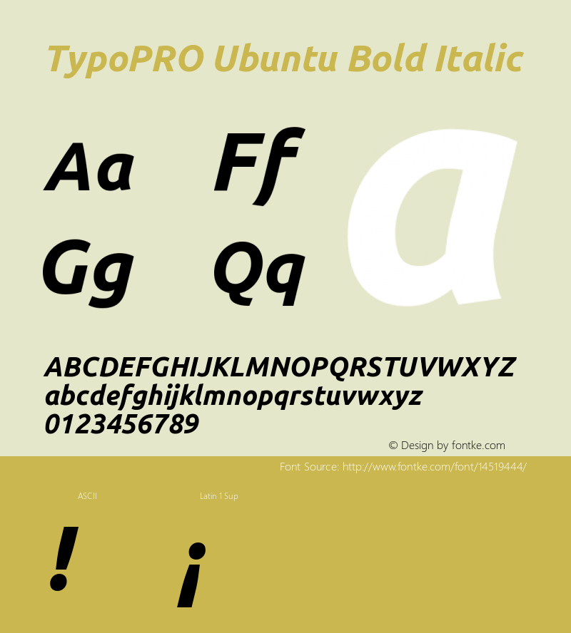 TypoPRO Ubuntu Bold Italic Version 0.80 Font Sample