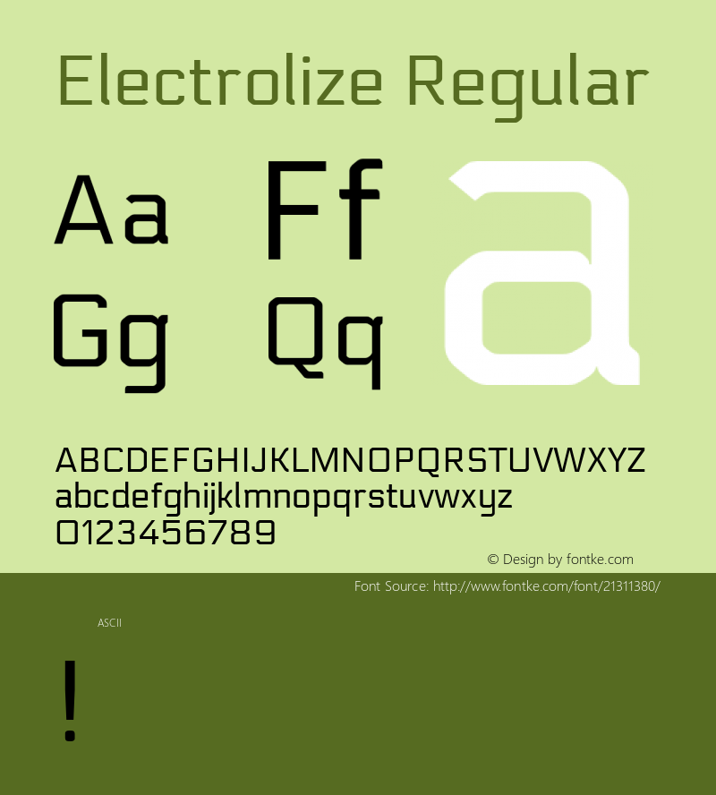 Electrolize Regular  Font Sample