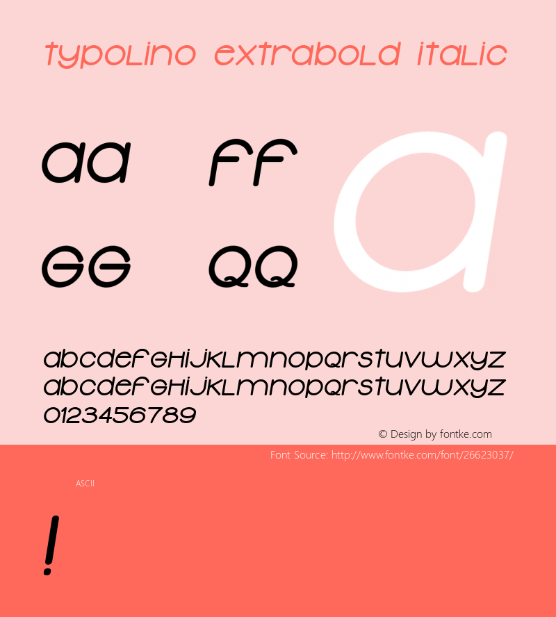 Typolino ExtraBold Italic Version 1.000 Font Sample