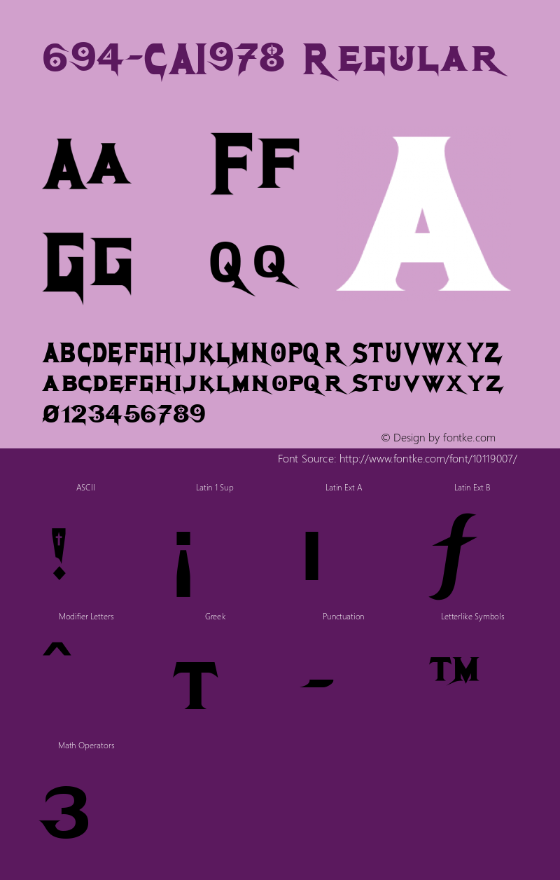 694-CAI978 Regular Version 1.00 January 1, 1904, initial release Font Sample