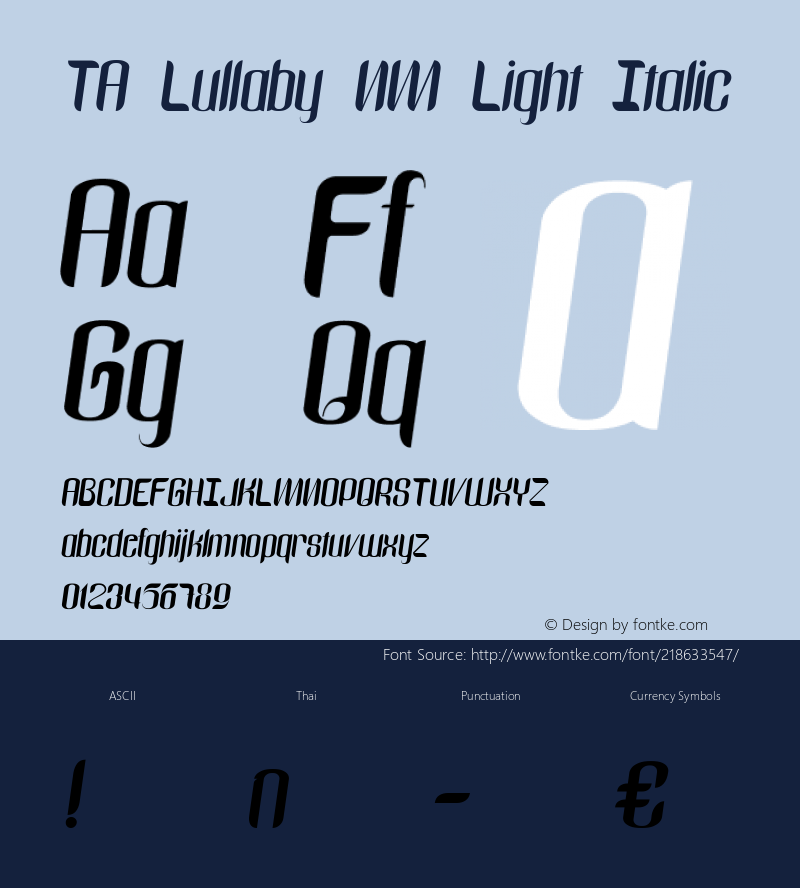 TA Lullaby NM Light Italic Version 1.000图片样张