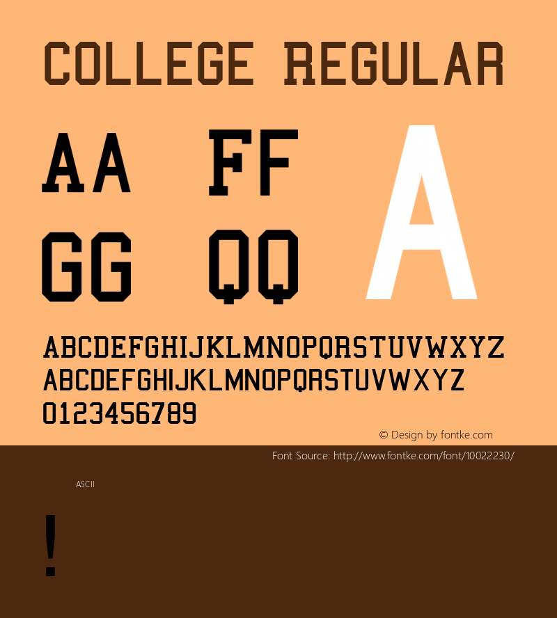 College Regular Version 1.01 Font Sample