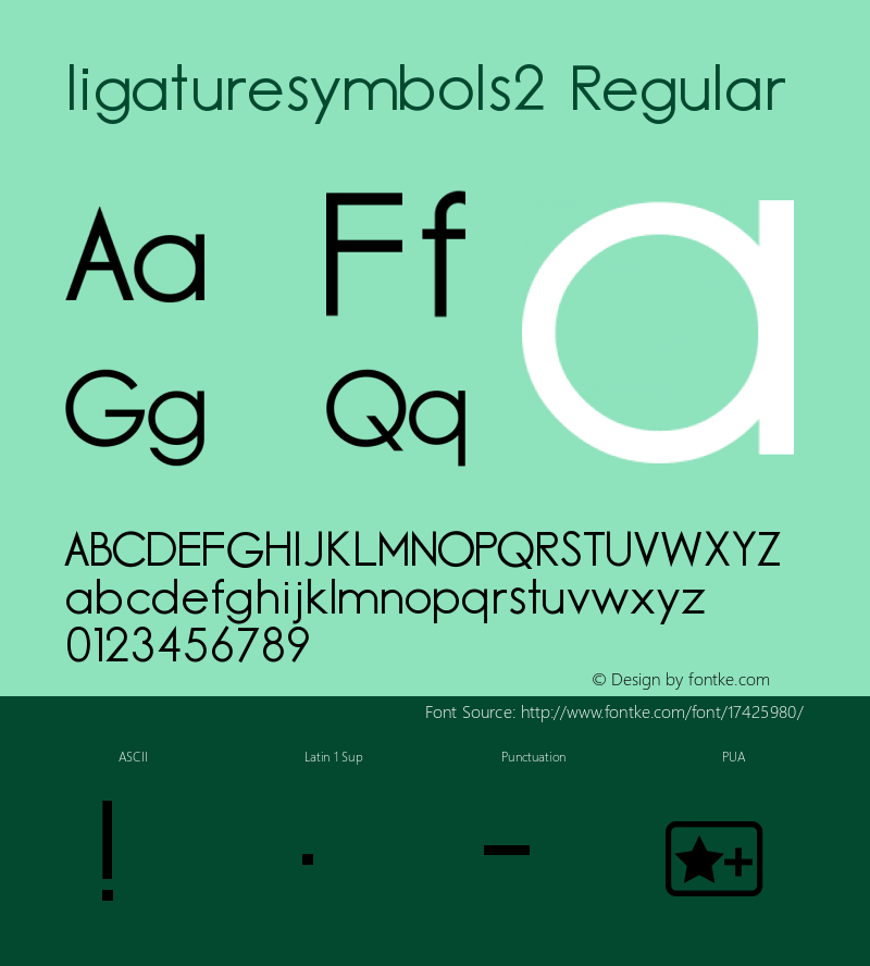 ligaturesymbols2 Regular Version 2.11 Font Sample