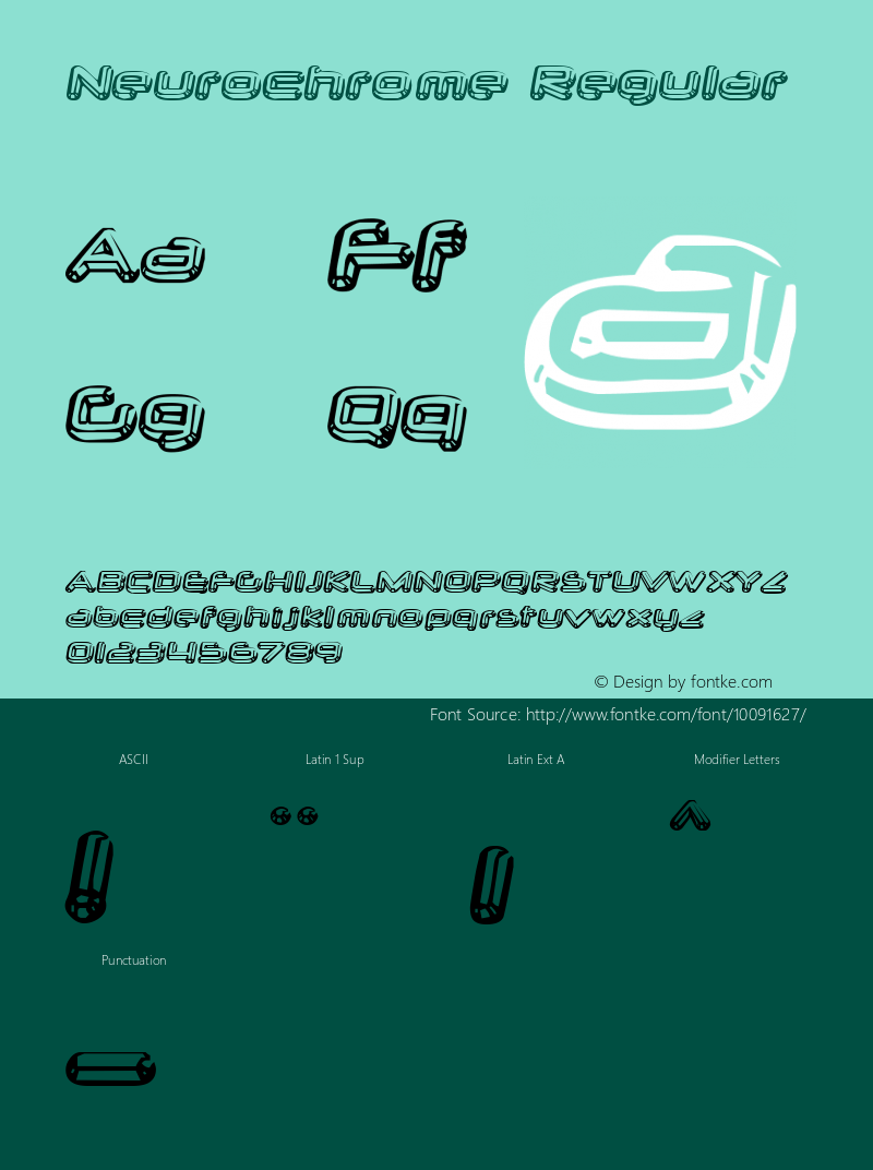 Neurochrome Regular Version 2.1; 2001 Font Sample