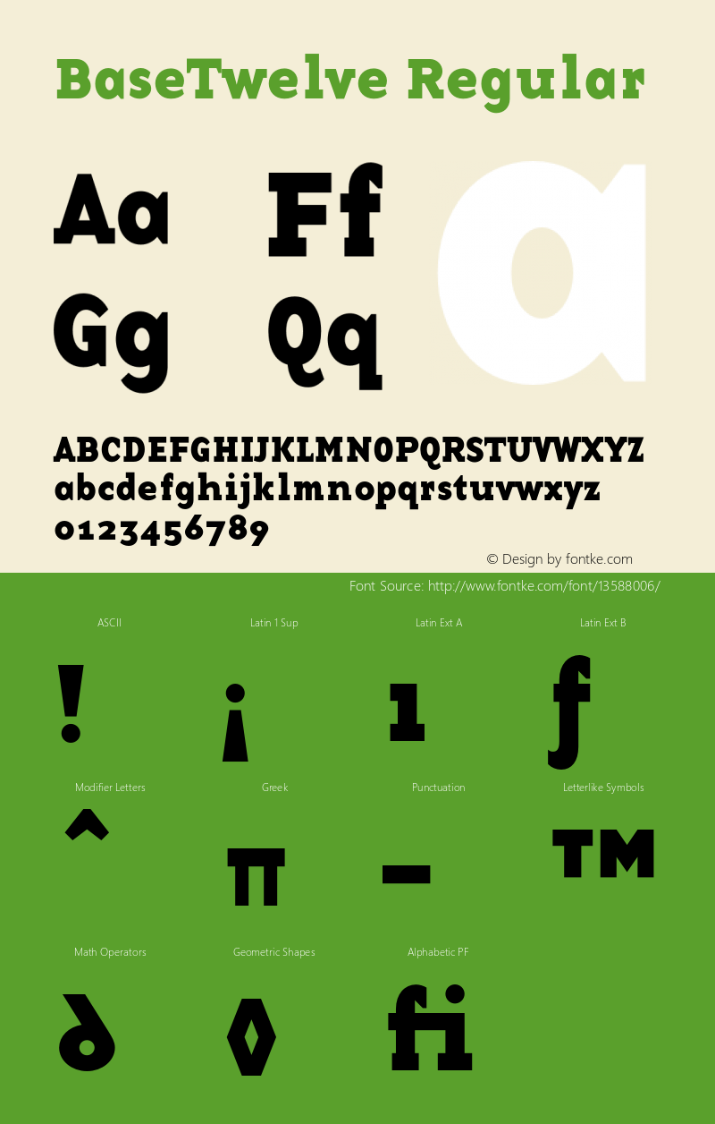 BaseTwelve Regular 001.000 Font Sample